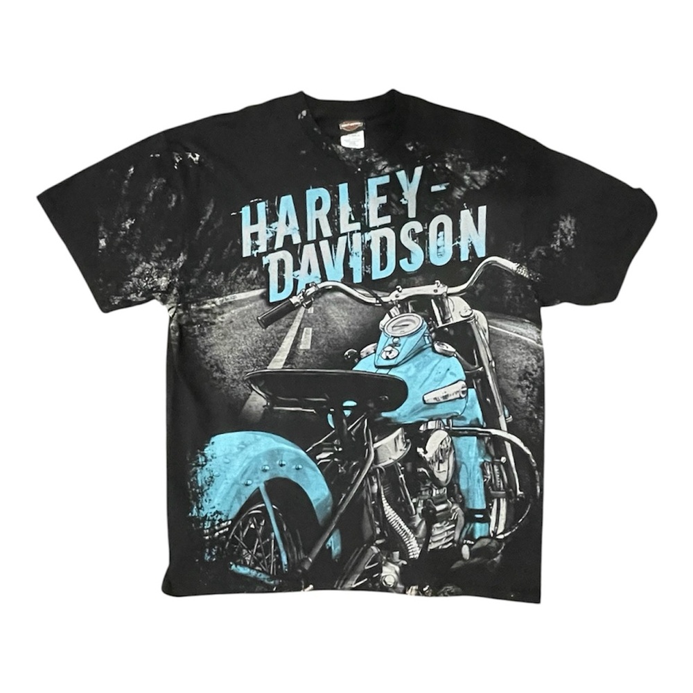 Harley-Davidson Black and Blue AOP Graphic T-Shirt